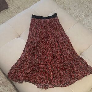 Anthropologie Black and Red Floral Maxi Skirt